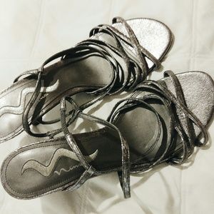Strappy Dark Silver Heels